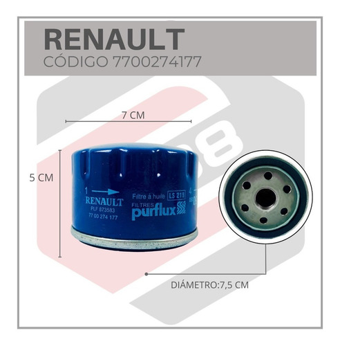 Filtro Aceite Renault Kangoo 2001 2002 2003 2004 2005 2006 Foto 5