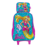 Kit Mochila Barbie Sereia Verde Infantil Com Lancheira