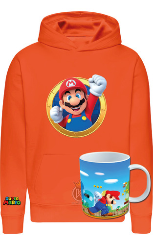 Poleron Mario Bros + Tazon - Nintendo - Pelicula - Infantil - Estampaking