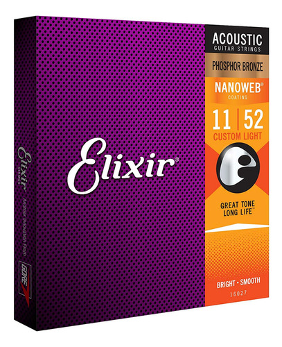 Cuerdas Elixir 16077 Nanoweb Guitarra Acustica 12/56 Msi 