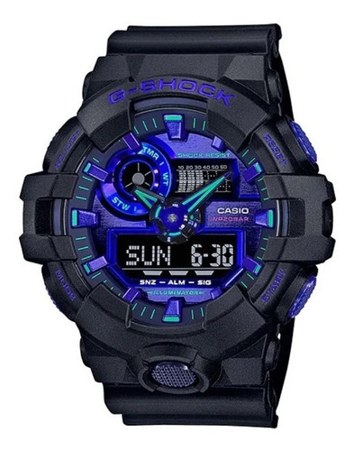 Reloj Casio G-shock Negro Ga-700vb-1a Analo-digital Color Del Fondo Tornasolado