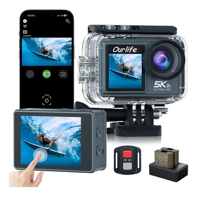 Cámara De Acción Ourlife M40TR 5K 50MP Doble Pantalla Táctil Sumergible Con WiFi | Meses sin interés