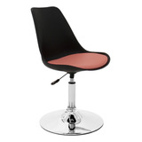 Silla Tulip Eames Para Escritorio Con Base Fija Newmo Negra De Asiento Rosa