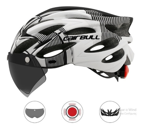 Capacete Ciclismo Mtb Com Viseira Removível Led Ultraleve  