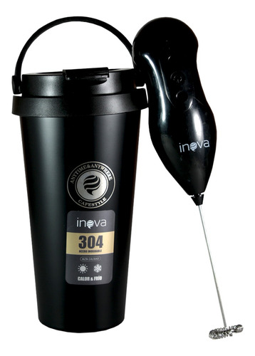 Vaso Térmico Para Café Frio/calor 450ml Inova + Batidor