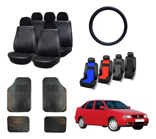 Fundas Cubre Asiento Vw Polo Viejo + Alfombra 4p + C/volante