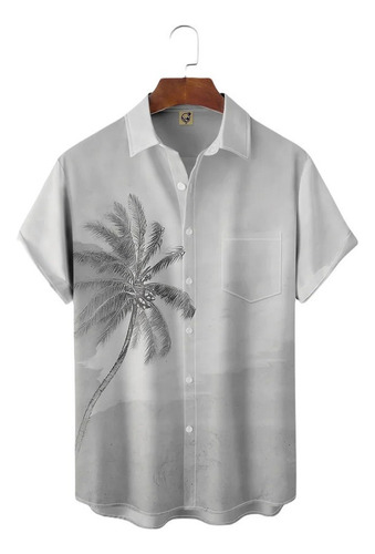 Camisa Hawaiana Unisex Con Diseño De Palmera De Cielo Oscuro