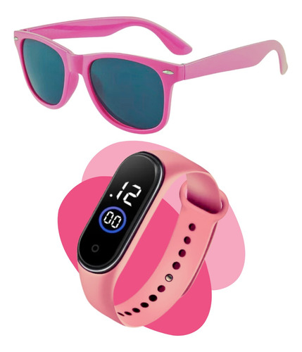 Relógio Led Digital Infantil Bracelete Menina Óculos Sol Top