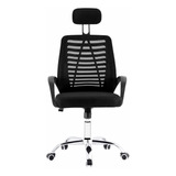 Silla Oficina Ergonomica Marca Silleti Mod. Livorno Reclinable Apoyo Lumbar Fijo Apoya Cabezas Tapizada Tela Mesh 