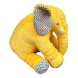 Almofada Travesseiro Elefante Pelúcia Amarelo Chevron 80cm