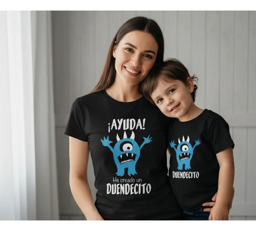 Kit Dúo Playeras Mamá Hijo/hija Ayuda He Creado Un Monstruo