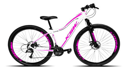 Bicicleta Feminina Adulta Ksw Mwza 21 Vel. Branco / Rosa
