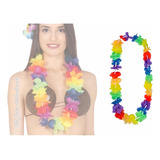 Collar Hawaiano Flores Colores Pascuense Disfraz 2 Unidades