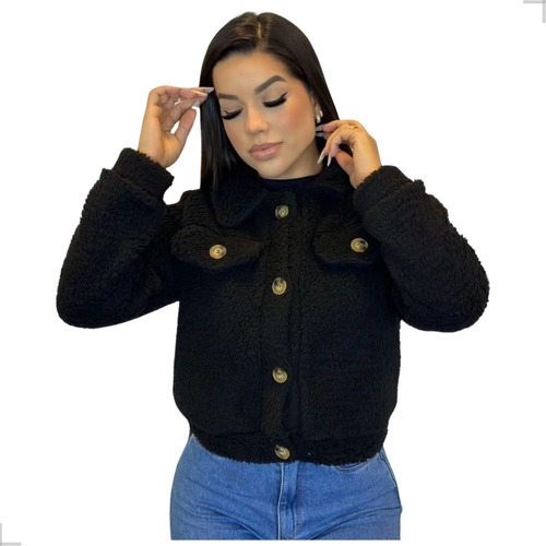 Casaco Teddy Curto Blusa Frio Pelo Feminina Cropped Pelinho