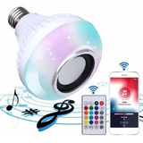 Bombillo Parlante 12w Bluetooth Luces Led Rgb + Control Color Blanco 110v