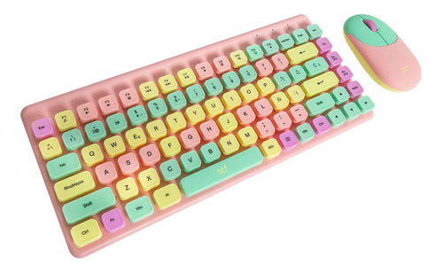 Kit Teclado + Mouse Inalámbrico Stf Viva! Rosa