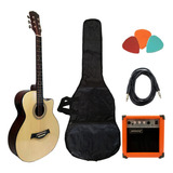 Guitarra Acustica Electroacustica + Amplificador Cable Funda