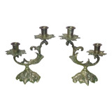 Par Antiguos Candelabros De Bronce