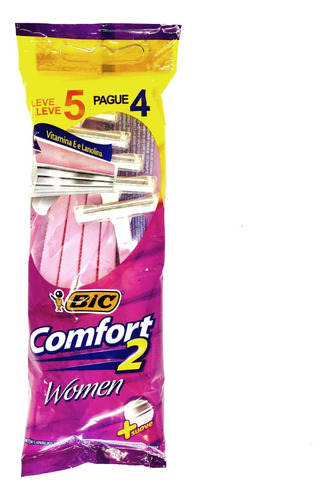 Aparelho De Depilar Bic Comfort 2 Women Fita Lub Kit 25 Unid