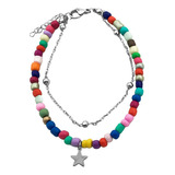 Pulsera Estrella Doble Mostacillas Cadena Bolitas Aq C:7801