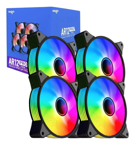 4 Fan Cooler Gamer Aigo Ar12 Pro Infinity Argb + Pwm 74cfm