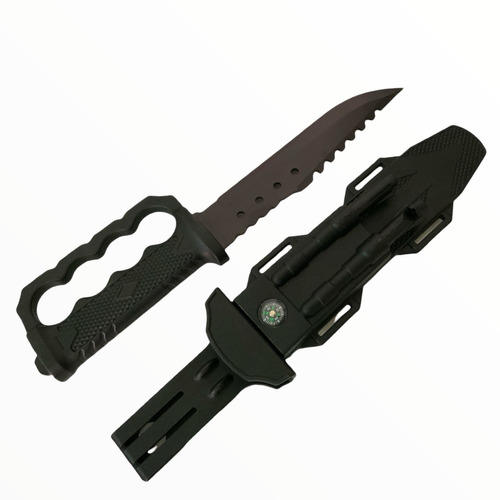 Cuchillo Tipo Rambo Con Funda, Pedernal Y Brújula Mayo F5037