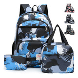 3pcs Kit Mochila Moda Casual Bolso, Mochila Para Computadora,mochila Con Estampado De Estudiante,bolsa Del Almuerzo