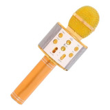 Cem Microfone Karaoke Bluetooth 2 Alto-falant Usb Ws-858 Cor Dourado