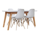 Combo Escandinavo Nordico Mesa Comedor 120 + 4 Sillas Eames