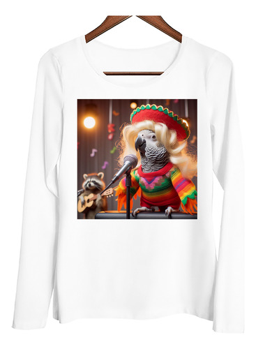 Remera Mujer Ml Loro Cantante Pop Peluca Despeinada