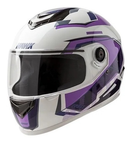 Casco Para Moto Integral Hawk Rs1 Blanco/violeta