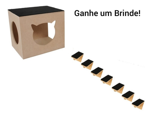 Kit Nicho Casinha Para Gatos 8 Peças Toca Degrau Mdf. 