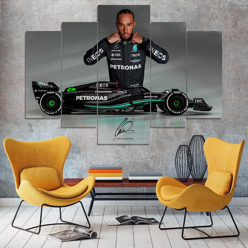 Cuadro Poliptico F1 Lewis Hamilton Mercedes 2023 (110x80 Cm)