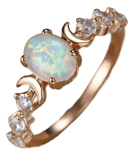Anillo Ópalo De Fuego Compromiso Muestra De Amor Chapado Oro