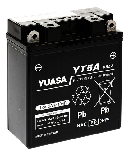 Bateria Moto Yuasa Yt5a Compatible Con 12n5-3b Yuasa Yt5a Su