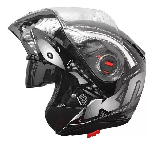 Casco Para Moto Rebatible Okinoi Okn-10  Negro Con Gráfica Negra Talle M 