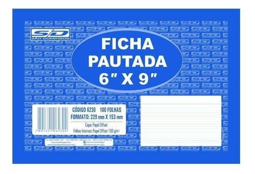 Ficha Pautada 6x9 Grande Bloco Com 100 Fls