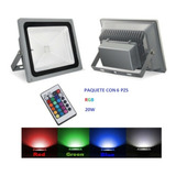 Reflector Rgb Led 20w 6pzs Exterior Luminaria, Multicolor