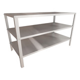  Mesa 100% Inox 3 Níveis Industrial 92x53x84cm