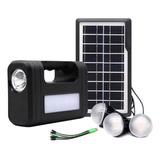 Kit Panel Solar Con Batería + 3 Bombillos De 3w Carga Usb