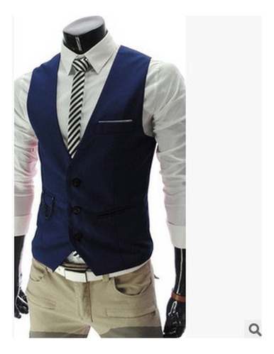 Traje De Hombre Con Cuello En V Chaleco Tipo Blazer Chalec