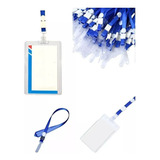 100 Pcs Porta Credenciales Transparente + 100 Pcs Lanyard