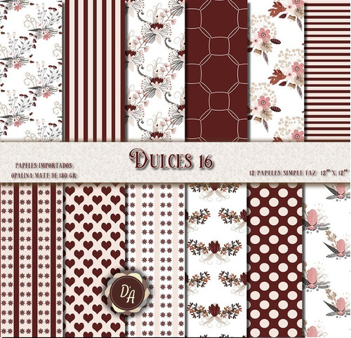 Colección Dulces 16 Scrapbooking X12 D'arteche Crafts