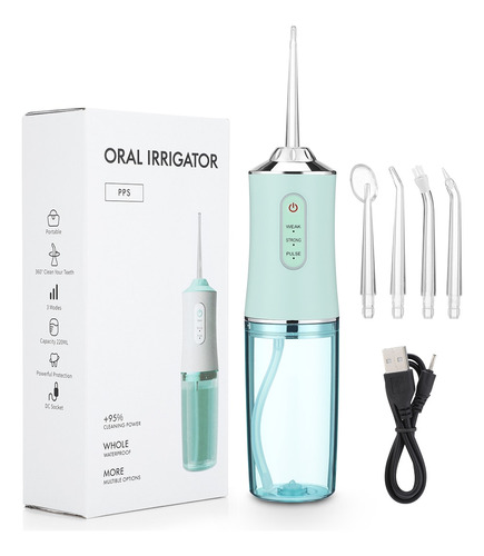 Irrigador Oral Elétrico Jato D Água Limpador Dental Bucal Cor Verde