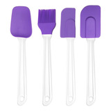 Set Espatula Miserables Brocha Reposteria Cocina Silicon 4pz Color Morado