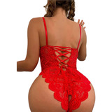 Babydoll Body Abertura Perineal Ropa Interior Encaje