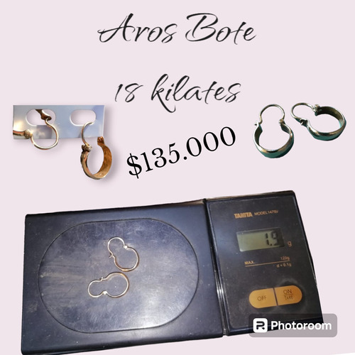 Aros De Oro Bote 18 Kilates