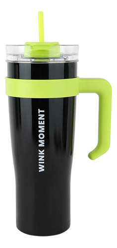 Miniso Vaso Con Tapa Y Popote Térmico Acero Inoxidable Negro