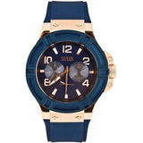 Reloj Guess Hombre Deportivo Tono Azul Y Oro Rosa U0247g3 