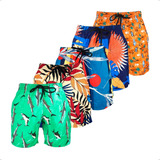 Kit 2 Short Praia Masculino Tactel Mauricinho Estampado 9397